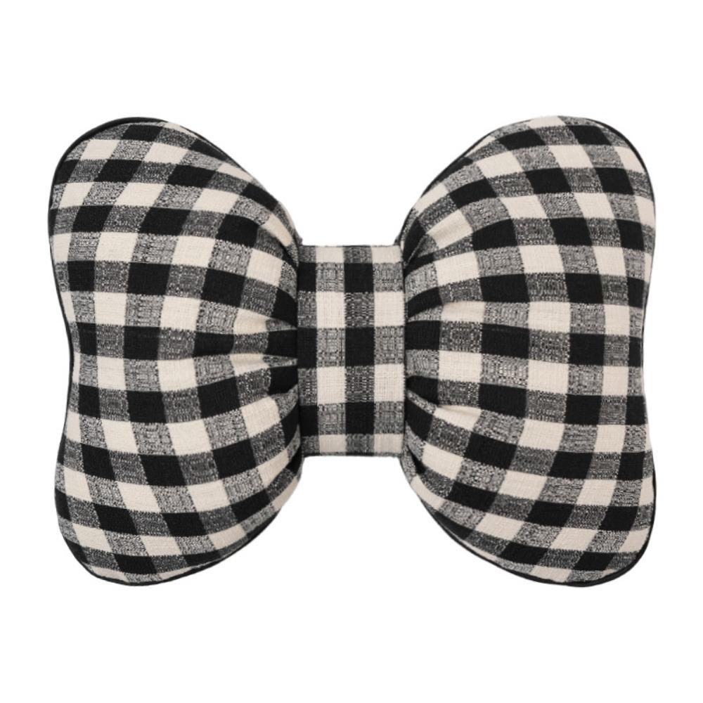 Grid Pattern Bowknot Pillows Plaid Interior Car Seat Cushion Bow Shape Pillow Adults Use