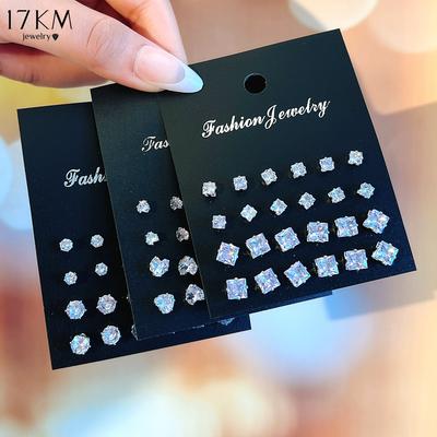 Набор из 72 повседневных серег - круглые, квадратные и в форме сердца с инкрустацией из кубического циркония, подходят как мужчинам, так и женщинам