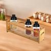 Multi-Compartment Wooden Oil Bottle Display Stand Anti-Slip Kitchen Storage Shelf Bar Counter
