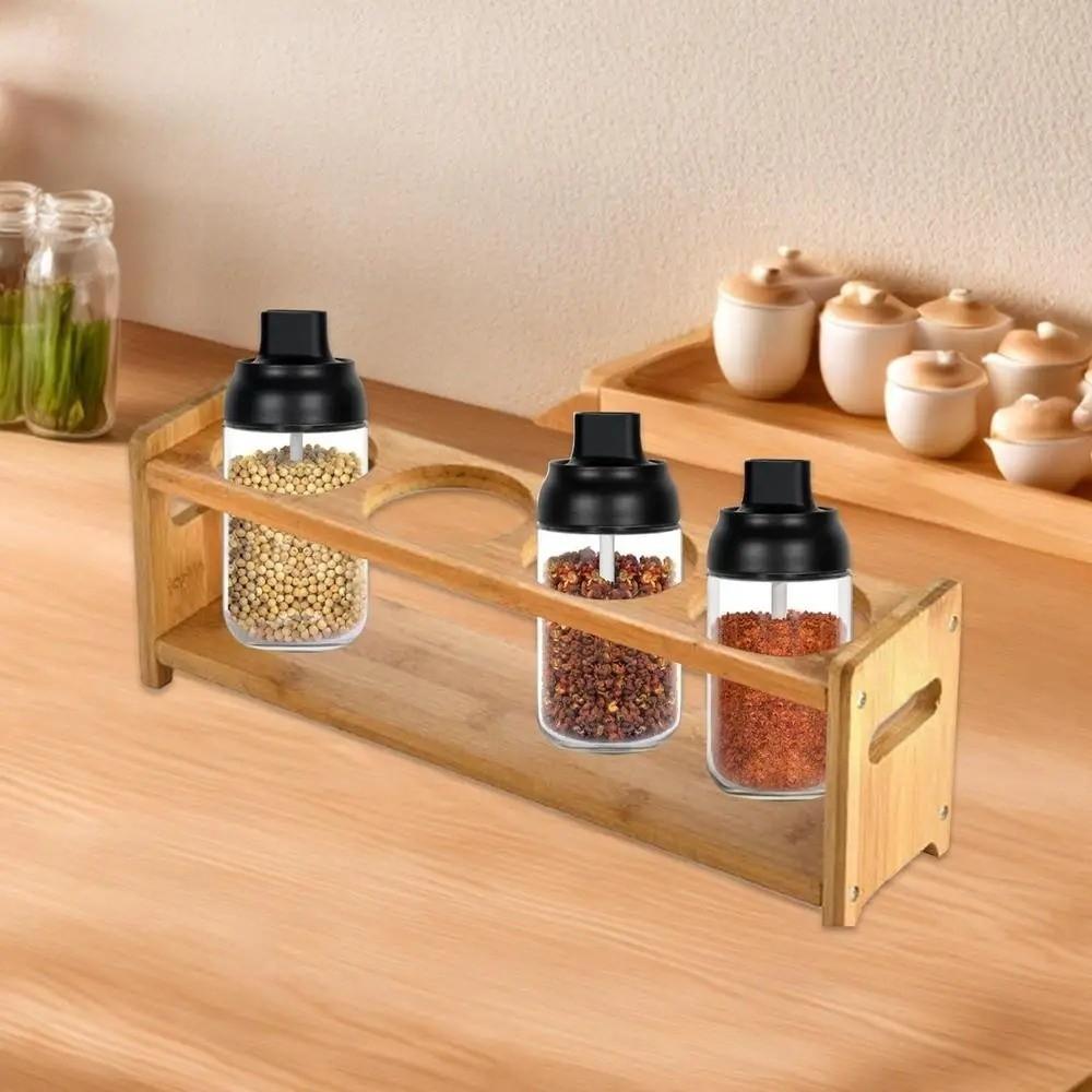 Anti-Slip Glass Oil Bottle Rack Multi-Compartment Kitchen Storage Shelf Bar Counter