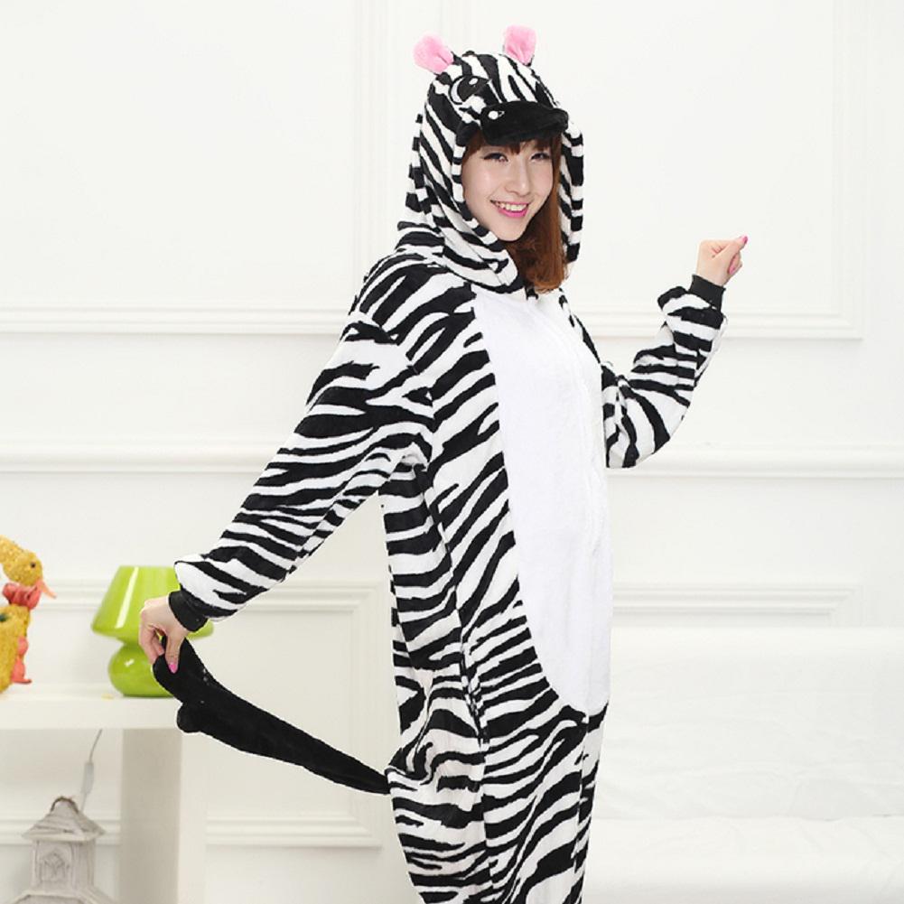 Pajamas Unisex Kigurumi Costume Zebra Animal Cosplay Hoodie Onesie