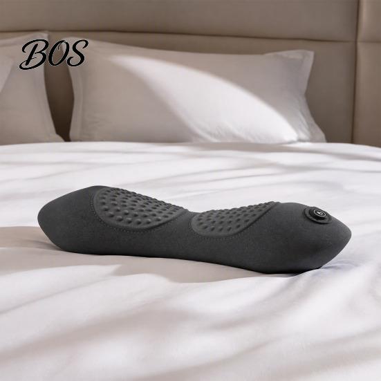 Electric Back Massager Pad Lumbar Support Pillow, 3-in-1 Rechargeable Memory Foam Bed Cushion with Vibration Travel Relief And Heat, Portable Massage