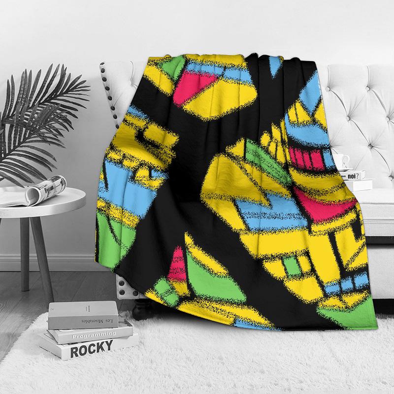Colorful Abstract Mosaic Geometric Pattern Throw Blanket Sofa Bed Cover for Kids Teens Adults