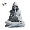 Alien Meditation Figurine 3D Printed Statue, Zen Desk Decor Ornament, Unique Desktop Embellishment Cute Extraterrestrial for Home Office, Sci Fi Gift