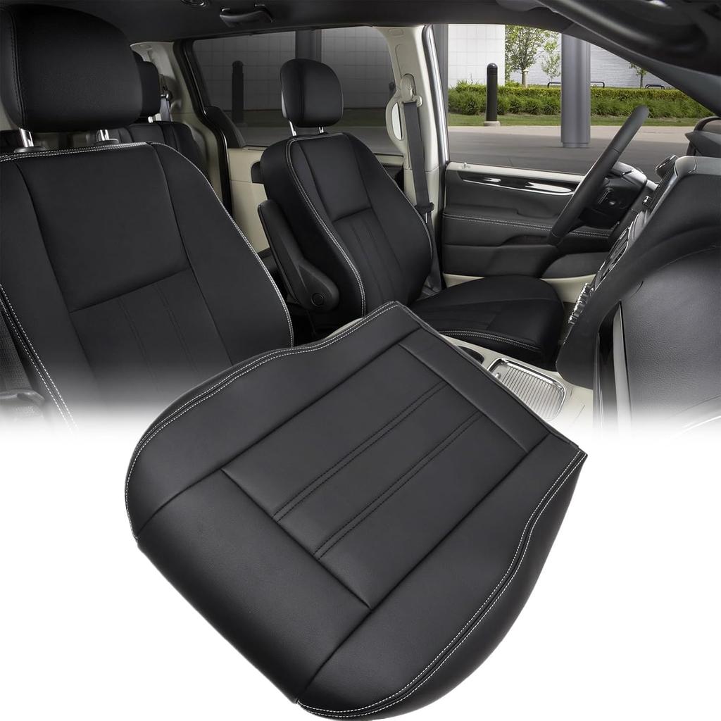 NLQR Задняя сторона водителя Нижняя сменная чехол сиденья Микрофибра Кожа Черный Неперфорированный Совместим с Chrysler Town & Country 2008 2009 2010