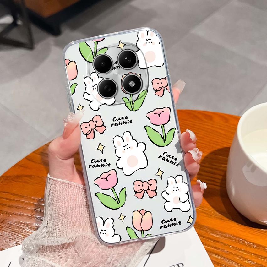 Подходит для Redmi Note 15 14 Pro 14S 15 15C A5 A1 Популярный Креативный Чехол для Телефона с Буквами и Узорами Прозрачный Силиконовый Нескользящий Чехол для Корпуса Redmi