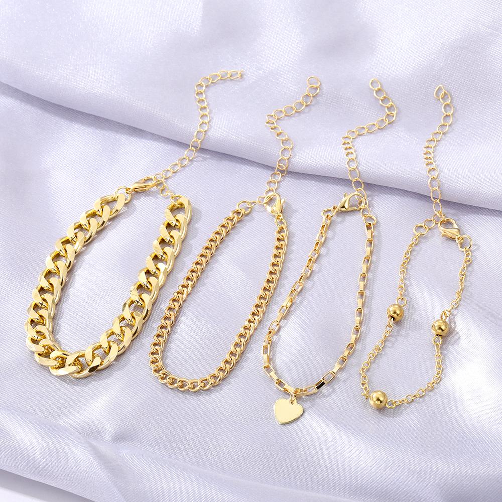 Браслет из 4 предметов, браслет с подвеской «Любовь», комплект для пары, браслет, простой элегантный роскошный браслет для девочек, изысканный ювелирный браслет