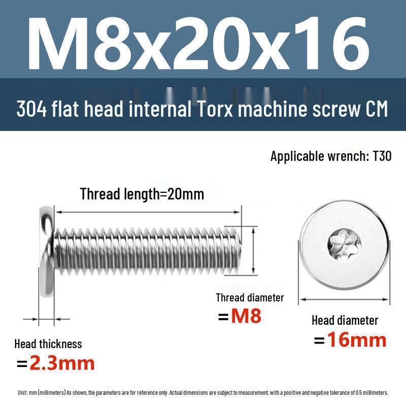 Yigu Винт Torx из нержавеющей стали 304 с тонкой плоской головкой M2-M8 для компьютерной техники