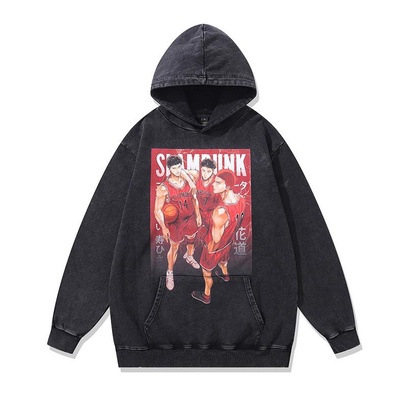 Американский Ретро Жареный Цвет Худи с Капюшоном Billie Цифровая Прямая Печать Стираный Худи из Чистого Хлопка Мужской