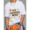 Мы Всегда Побеждаем Баскетбольная Футболка Белая Команда Иисуса Пламя Мяч Звезды и Принт Флага Повседневная Уличная Одежда для Мужчин