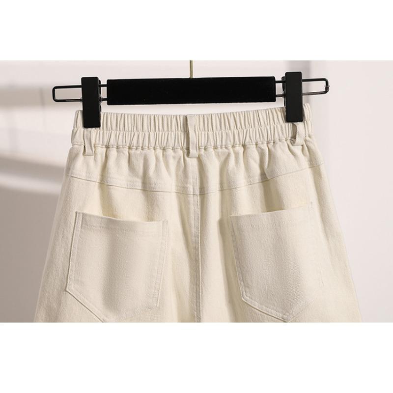 DIMANAF Plus Size 2025 Женские шорты, брюки, летние свободные джинсы-шаровары, короткие базовые брюки с высокой талией и эластичным поясом