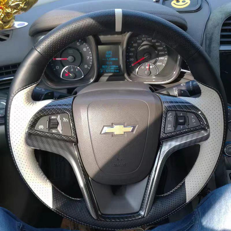 AABHO1 For Chevrolet Camaro 5 Gen 2014 2015 RS Hand Stitched Non-slip Car Steering Wheel Cover DIY Black Napa Leather Car Interior