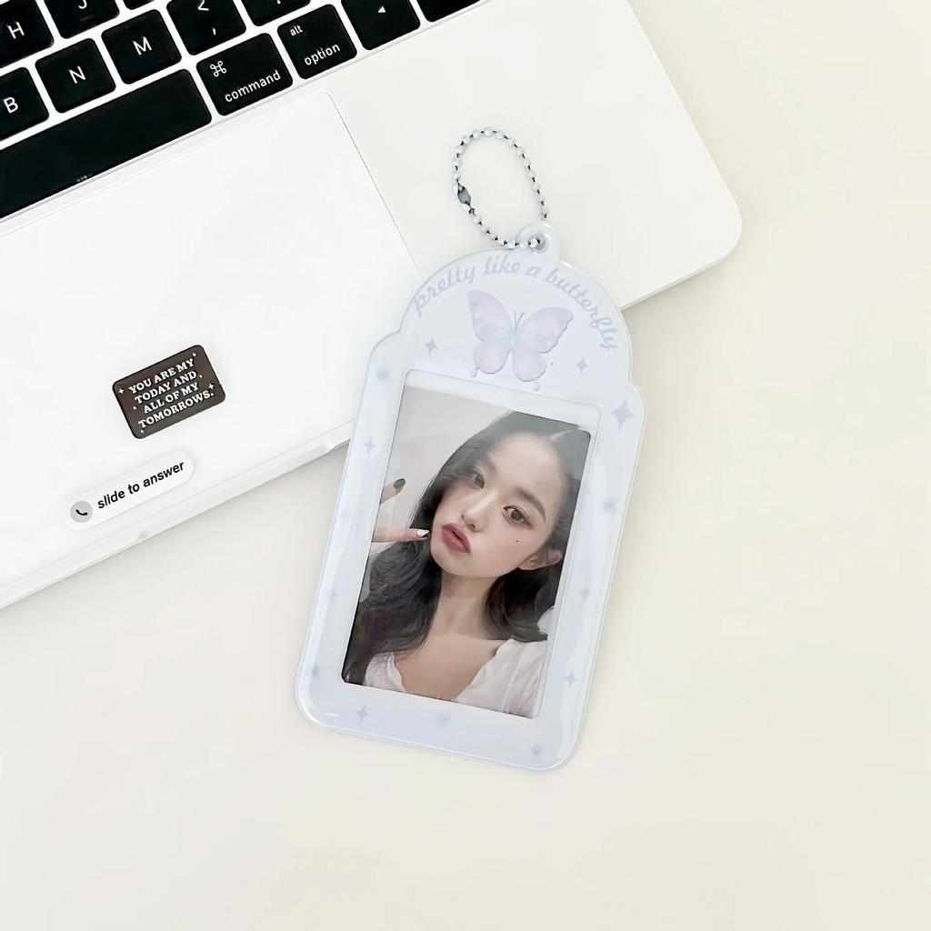 Держатель для фотокарт INS Butterfly, 3-дюймовый защитный чехол для фотографий Kpop Idol с брелоком для ключей, чехол для банковской карты для студенческого автобуса