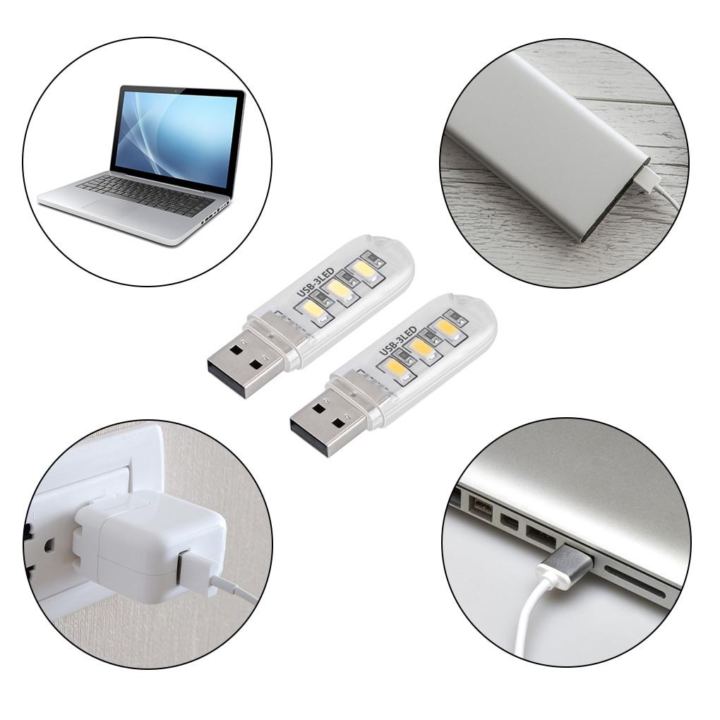 2 шт./3 шт. Мини портативный USB светодиодный светильник для книг DC5V ультра яркий светильник для чтения книг 3 светодиода 8 светодиодов для внешнего аккумулятора ПК ноутбука