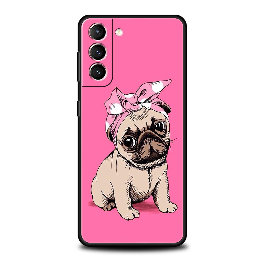 Милый телефонный чехол с собакой мопсом для Samsung Galaxy S24 S23 S22 S20 S21 FE Ultra S24 S23 S10 S10E S9 S8 Plus 5G Чехол для телефона Fundas Capas