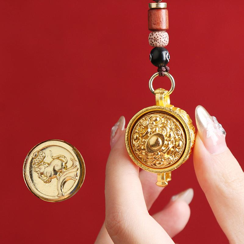 Двенадцать зодиаков имитация латуни сокровищница вращающаяся для мужчин и женщин подвесное украшение автомобильный брелок кулон