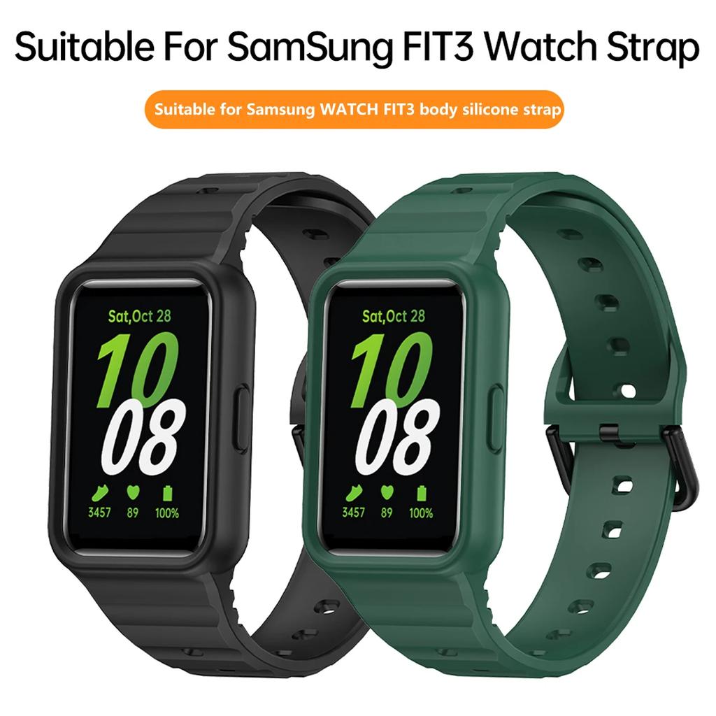 Silicone Strap+Case for Samsung Galaxy Fit 3 Smart Watch Replacement Bumper Shell Cover For Samsung Galaxy Fit3 band Accessories