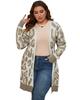 Azura Exchange Beige Plus Size Leopard Pattern Cardigan