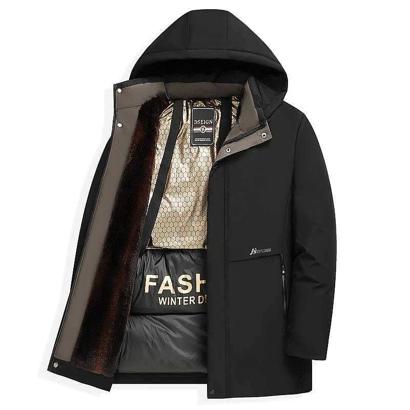 Men's Winter Thickened Cotton-padded Jacket Business Casual Down Jacket Mid-length Cotton Coat