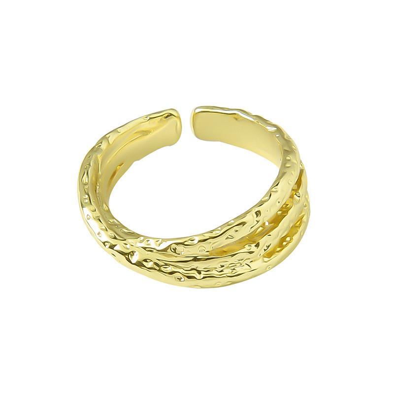 Винтажное геометрическое открытое регулируемое кольцо с текстурированной метеоритной поверхностью для элегантной моды