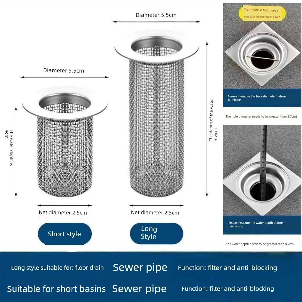 Stainless Steel Floor Drain Hair Filter Universal for Bathroom Sink, Anti-Clogging for Bathroom Drain, Toilet, Bathtub, Washbasin
