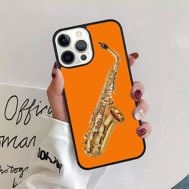 Чехол для телефона с акварельным рисунком саксофона для iPhone 17 Air 15 16 14 13 12 Pro Max 11 Pro Max Plus Coque Shell