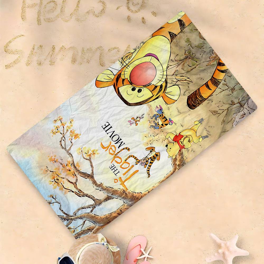 Winnies The Poohs Bear Anime Beach Swimming Towel Soft Absorbent Washcloth Children's Gifts for Kids Travel Camping Gym