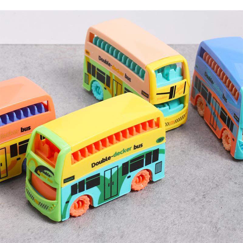 Dollhouse Mini Double  Bus Toy Colorful Model for Kids Room Play Accessories Educational Childrens Gift