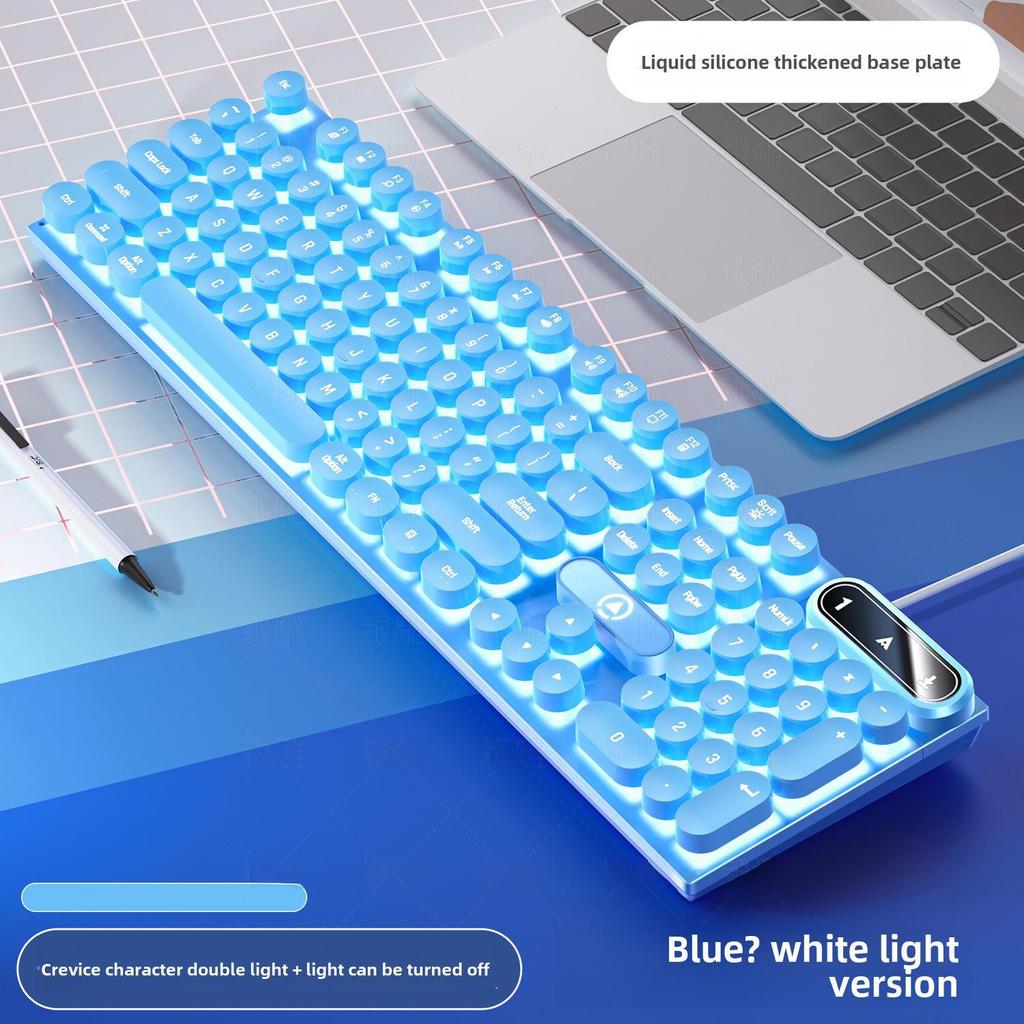 Проводная игровая клавиатура K600 с серебристой резьбой и колпачками в стиле панк