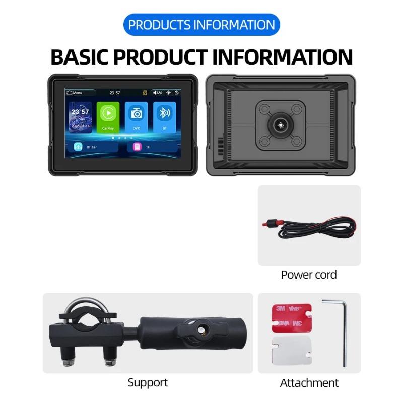 5 Inch Motorcycle DVR GPS Navigation Wireless CarPlay Moto Android Auto Portable Digital Dashboard Display Screen Monitor