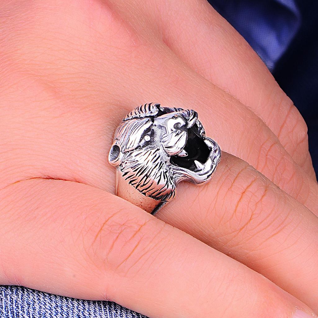 Кольцо с головой тигра из стерлингового серебра 925 карата для мужчин, уникальное байкерское серебряное кольцо, мужские украшения ручной работы с животными, ювелирный подарок с изображением тигра для него