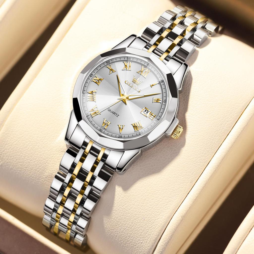 Часы OLEVS водонепроницаемые женские популярные маленькие часы деловые модные стильные аналоговые кварцевые металлические золотые белые часы из нержавеющей стали с ремешком на руку с датой для женщин