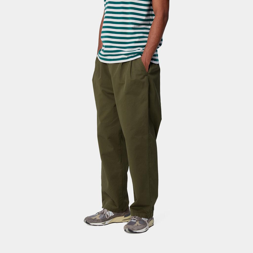 Carhartt WIP SS24 Брюки Marv Свободный крой Прямой крой Однотонные Квадратная этикетка Молния Повседневные брюки Мужские брюки Армейский зеленый I033129-1YS-06