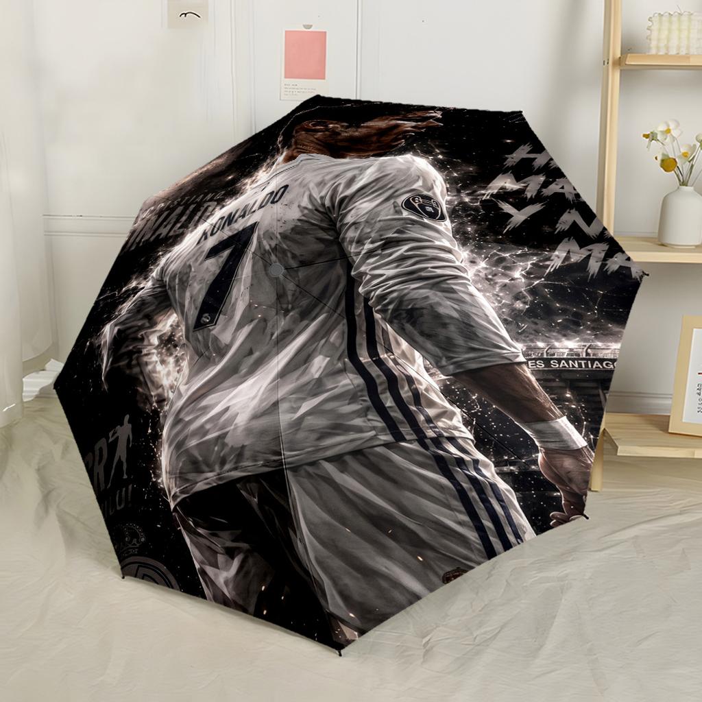 Soccer Player Celebration Automatic Umbrella Compact 8-Rib Design Durable Plastic & Iron for Women/Men Fashionable Perfect Gift for Women/Men