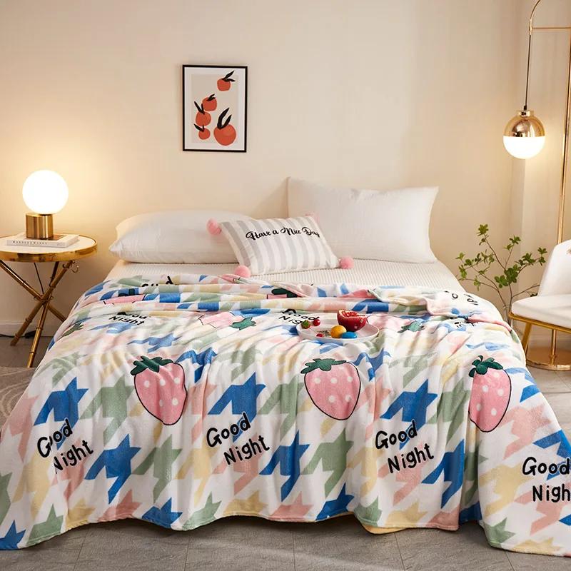 Fashion Houndstooth Cozy Warm Blanket Fall Winter Skin-friendly Flannel Bed Sheets Warmth Sofa Blankets Throw Shawl Blanket Knee