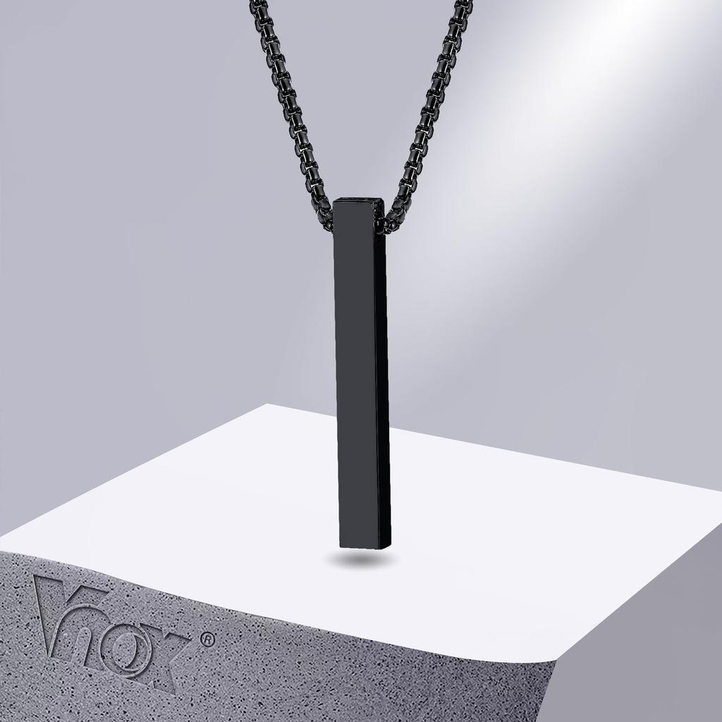 Vnox 5мм Ожерелье-столбик для мужчин и женщин, Подвеска-3D-стержень из нержавеющей стали, Минималистичное Простое Повседневное Унисекс Ожерелье-воротник