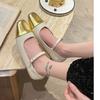 Summer Womens Flats Square Buckle Comfortable Ballerinas Soft Square Toe Ballet Flat Shoes  Jane Woman Leather Shoes New