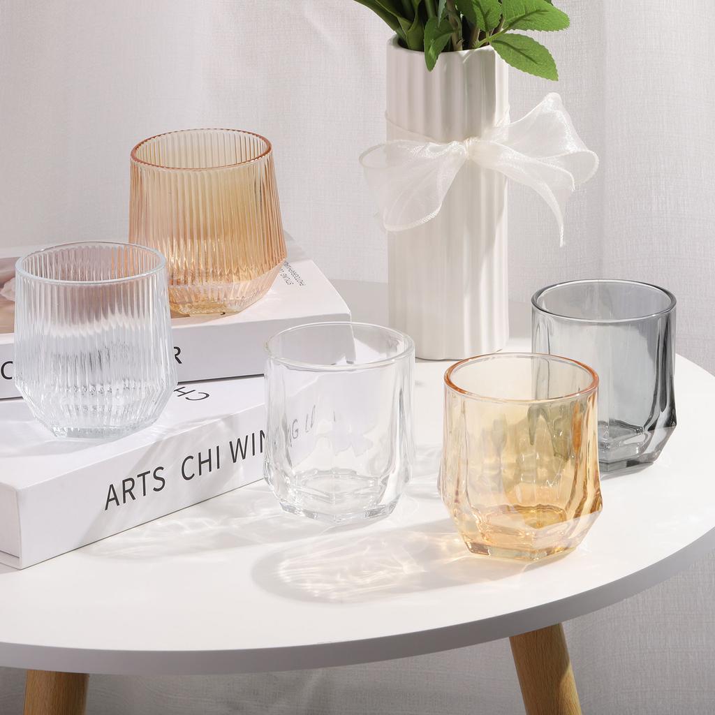 1/2pcs Diamond Whiskey Glasses 10oz Thickened Wine Glasses Stemless Geometric Design for Wine Red White Wine Birthdays Weddings