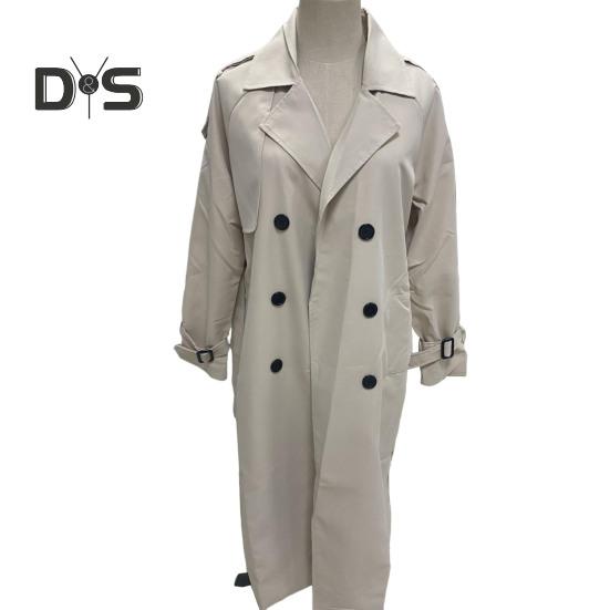 Женский плащ двубортный классический длинный с лацканами ветрозащитный осенне-весенний верхняя одежда куртка для работы и путешествий