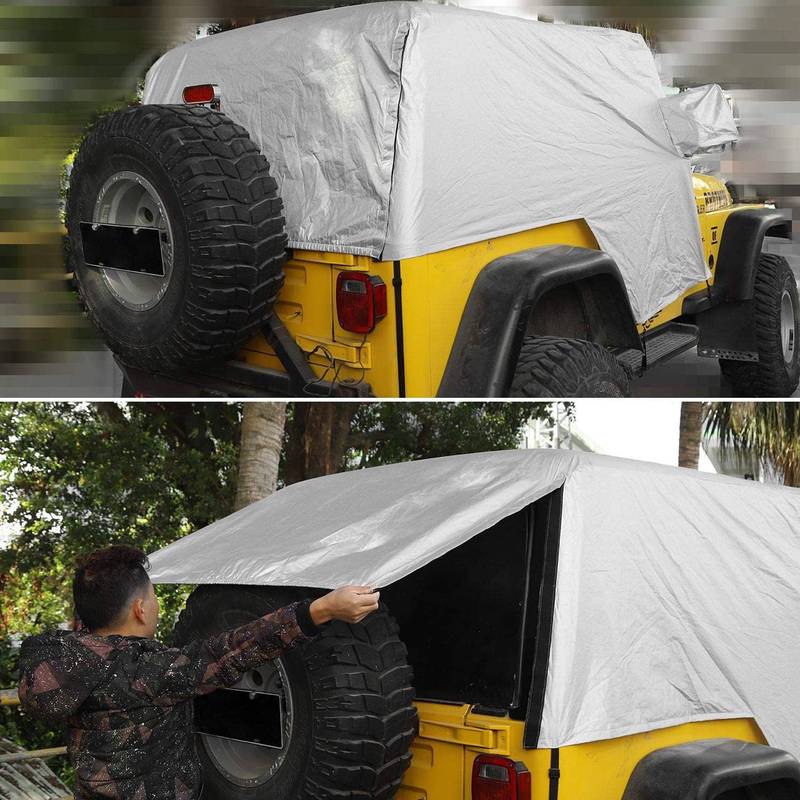 Sunshield Cover, For Jeep Wrangler TJ 1997-2006 Snow Rain Cover Weatherproof Car Cover Body Dustproof UV Protector-A87Q