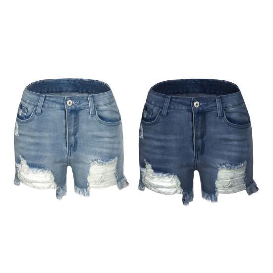 Yousheng Women's High Waisted Jean Shorts Casual Ripped Distressed Denim Shorts with Pockets Summer Hot Short Jeans for Daily Beach Club