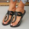Летние шлепанцы большого размера, новая модная повседневная обувь с металлической пряжкой на носке, женские