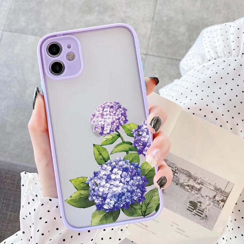 Фиолетовый цветочный чехол для телефона для iphone 12 11 13 14 15 16 Pro Max X XS MAX XR для iphone 7 8 Plus SE 2020 Ударопрочный мятно-синий чехол