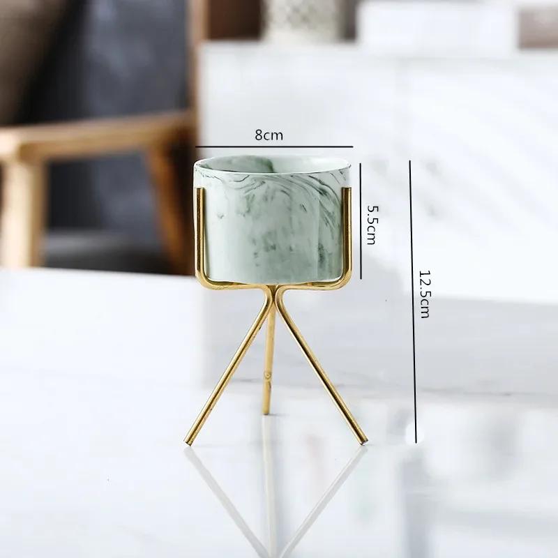 Скандинавская керамическая железная художественная мраморная ваза с узором розовое золото зеленый настольный цветочный горшок для домашнего офиса вазы декоративный суккулентный цветочный горшок