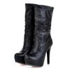 2025 Ultra-High Stiletto New Women's Boots Fashionable Leopard Print Pleated Lining Mid-Calf Boots Metal Heel Boots