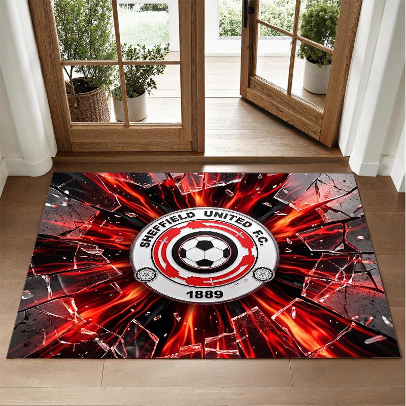 Sheffield United Football Design Crystal Velvet Rug Soft Decorative Mat for Bedroom Entrance