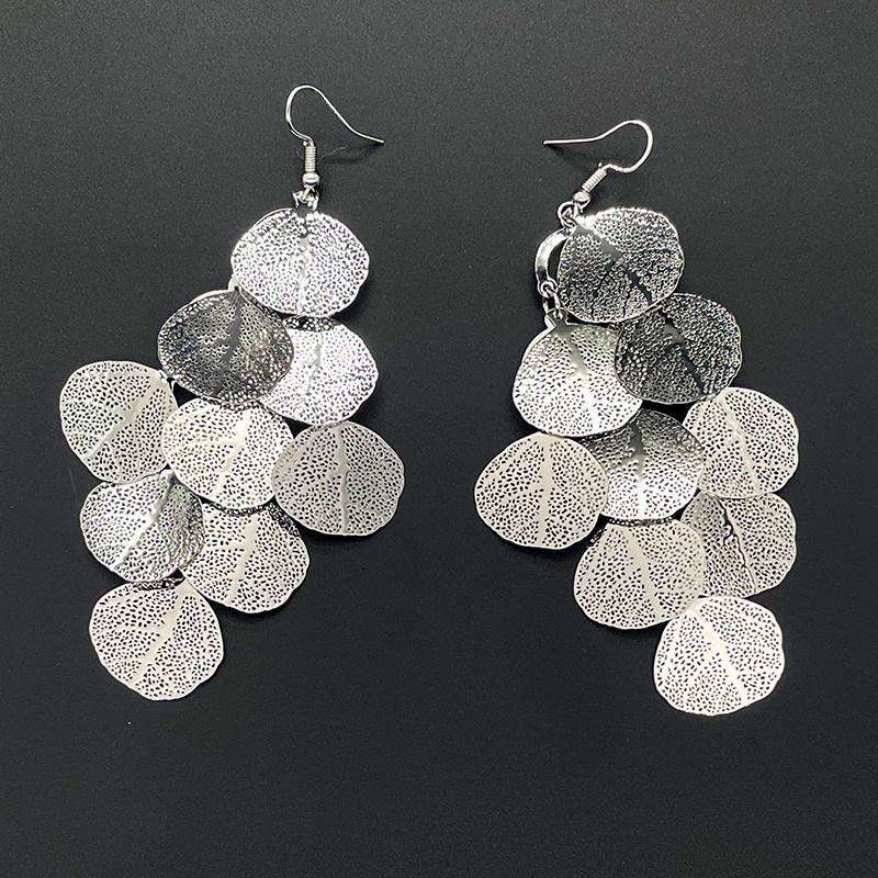 New Fresh Fashion Stackable Leaf Earrings For Women Hollow Geometric Drop Dangle Long Earings Gold Silver Black Green Blue Color