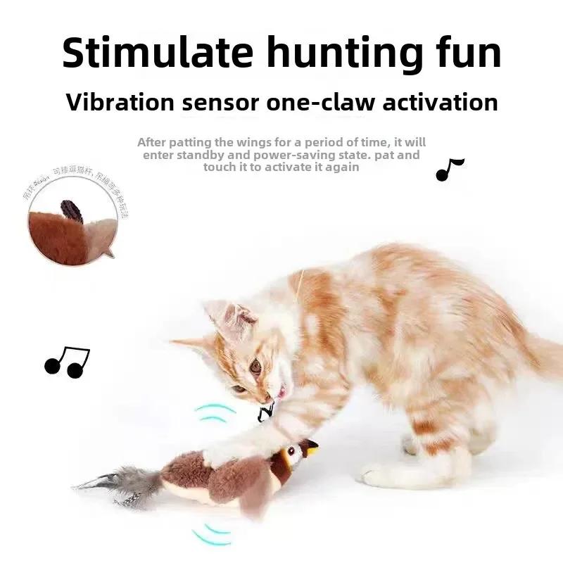Интерактивные игрушки для кошек Catnip Electric Pat Bird (с кошачьей мятой) Собака Кошка Сенсорный Писклявый Мягкая Игрушка Питомец USB Перезаряжаемый