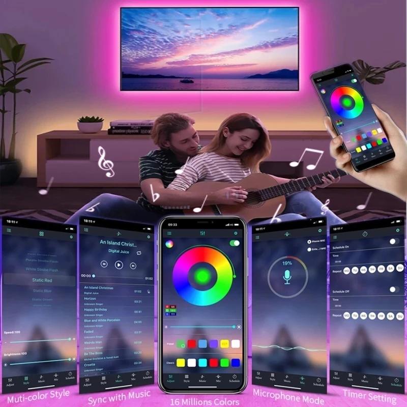 Светодиодные ленты 5050 RGB LED Light Smart APP Control для подсветки телевизора Рождественская вечеринка Домашний декор Лента освещения для комнаты