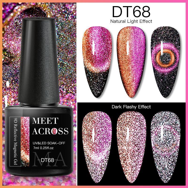 MEET ACROSS 7 мл магнитный гель-лак для ногтей «кошачий глаз» полуперманентный динамический блестящий светоотражающий гель для ногтей замачиваемый УФ-гель лак для дизайна ногтей